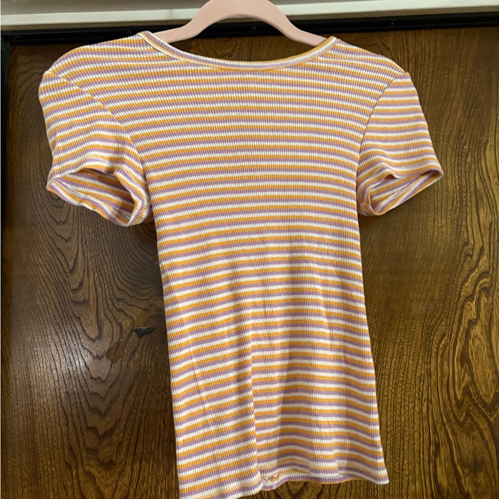 Striped Yellow and White Women's Top